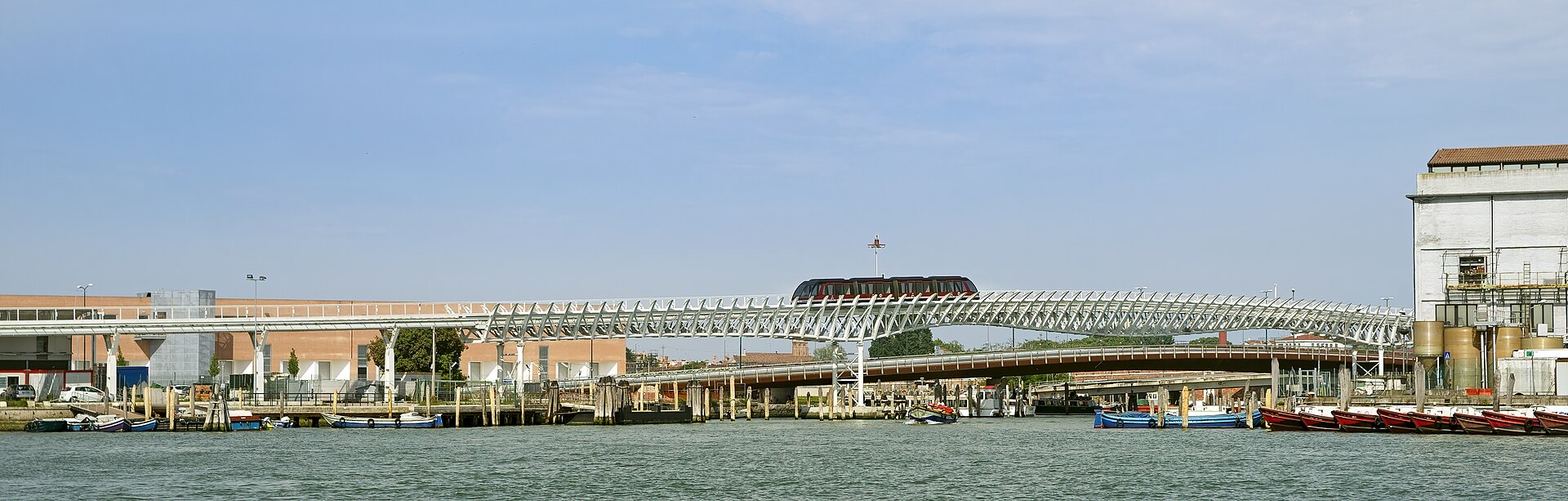 The People Mover track running above the lagoon between Tronchetto and Piazzale Roma