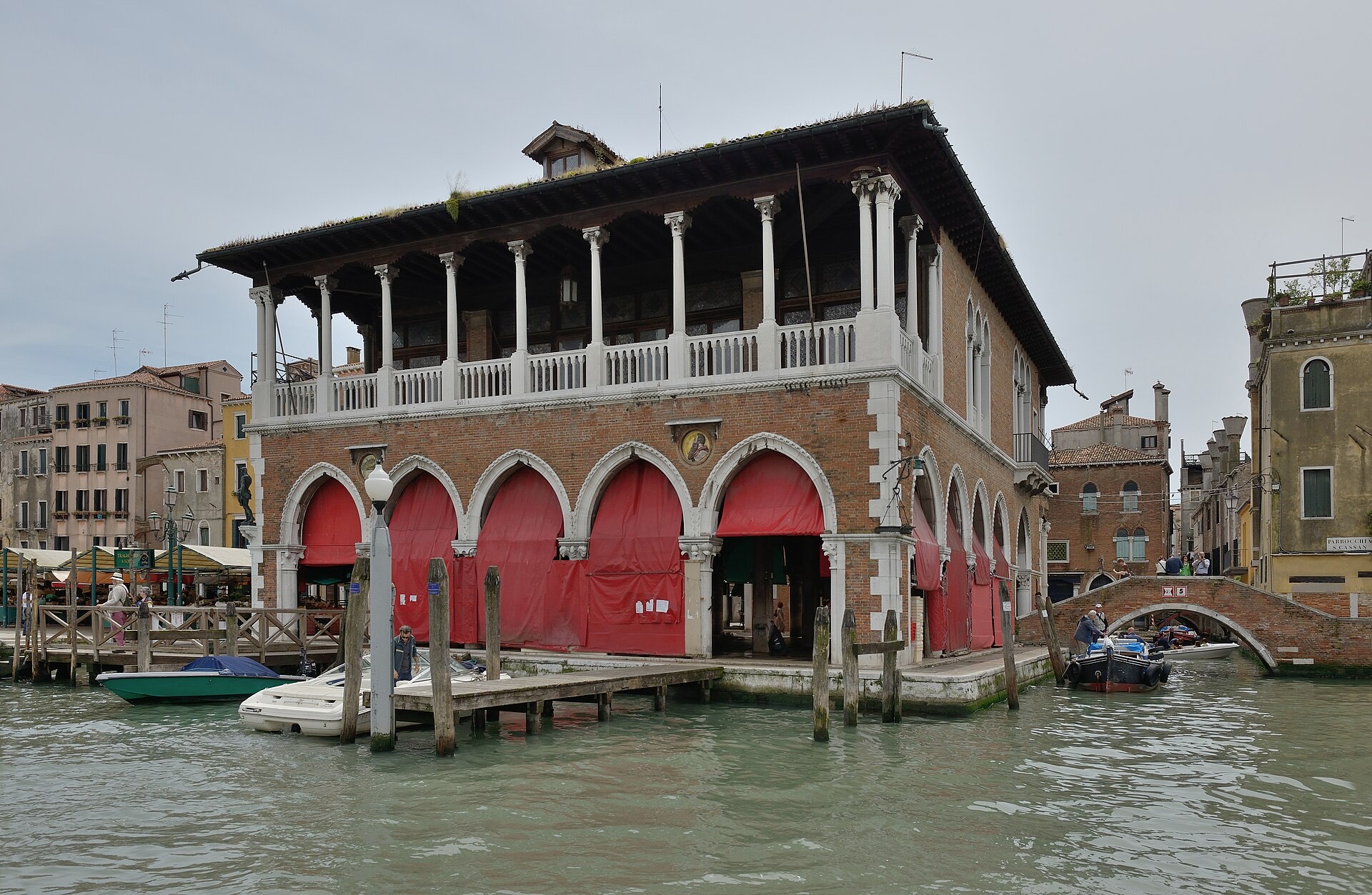 The Gothic Revival fish market hall at Rialto, the Pescaria